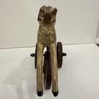 Vintage Wooden Horse w/Three Wheels Toy Figurine Folk Art Primitive Hand Painted — photo 3