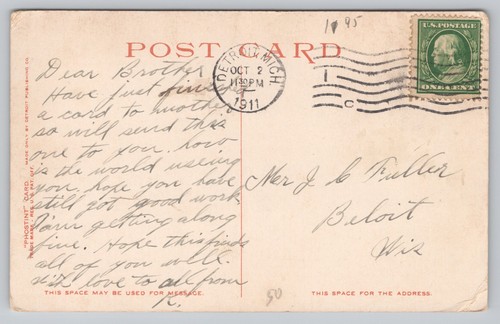Detroit MI Winter Sport Belle Isle Ice Skating Outdoor Rink c1911 Postcard N4 - Picture 2 of 2