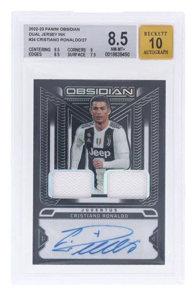 2022-23 Panini Obsidian Dual Jersey Ink Cristiano Ronaldo DJICR BGS 8.5 Auto 10