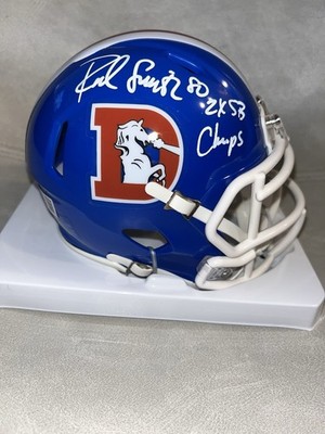 Rod Smith Signed Denver Broncos Speed Mini Helmet BECKETT WITNESS COA