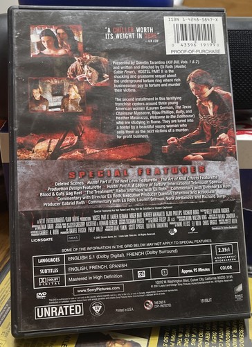 Hostel Teil 2 DVD II Breitbild nicht bewertet Directors Cut Quentin Tarantino Gore ZWEI - Bild 7 von 10