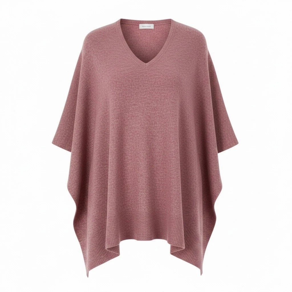 Nordstrom Wool Cashmere Blend V-Neck Poncho One Size Heathered Mauve Luxury
Opens in a new window or