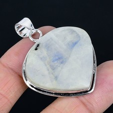 Rainbow Moonstone 925 Silver Plated Handmade Pendant of 1.89"