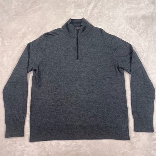 UNTUCKit Sweater Mens XL Extra Large Gray Knit Pullover 1/4 Zip 100% Merino Wool - Picture 1 of 12