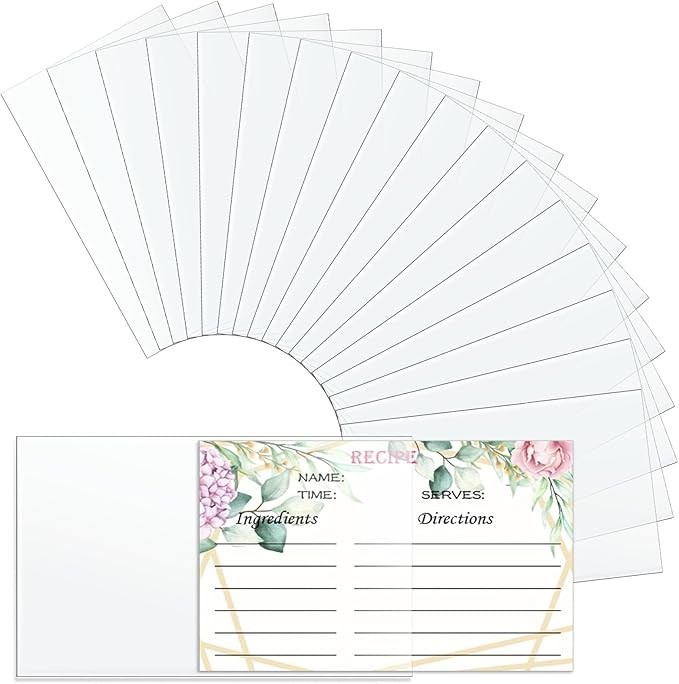 note card sleeves Amazon.com : 3x5 Index Card Sleeves Binder Sheets - 50 Pack | Clear Plastic  Refill 2 Pocket Page Protector for Recipe Cards, Photo Cards, Flash Cards main image 0