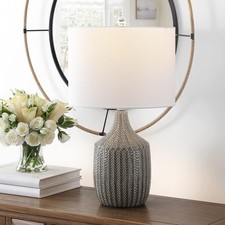 SAFAVIEH Lighting Collection Secia Modern Grey Ceramic 25-inch Bedroom Living Ro