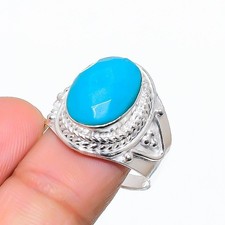 Blue Turquoise Gemstone Handmade 925 Sterling Silver All Size Ring For Gift