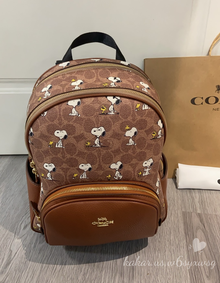 Coach Snoopy Classic Canvas/Leather Zippered Cartoon Backpack 27