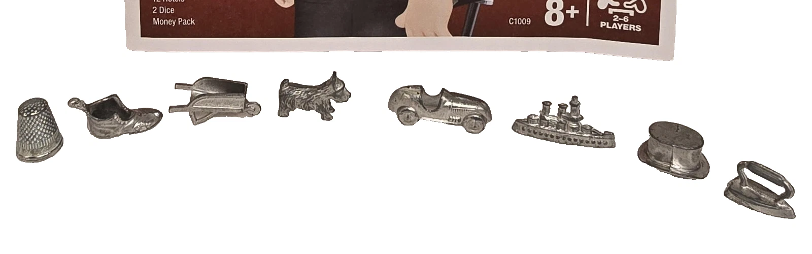 Monopoly Token Set Lot 8 Classic Pieces Dog Car Iron Thimble Boot Genuine Hasbro