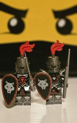 NEW LEGO Castle Dragon Knight /Wolf Custom Minifigure Lot x2 With Accessories 