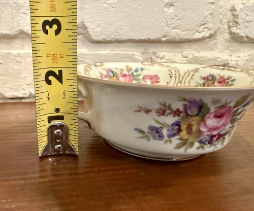 1 Continental Ivory Rosenthal Queens Bouquet Footed Soup Bowl And Underplate - Picture 9 of 15