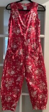 Vtg 80  s Laura Ashley Romper Jumpsuit Cottagecore Boho Red Floral Multicolor Sm 