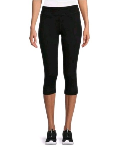 Athletic Works ~Woman Size M(8-10)~ Black Mid Rise Slim-Leg Capri Leggings Pants