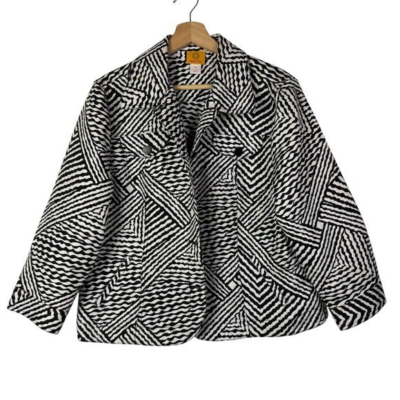 Ruby Rd Black & White Zig Zag Printed Jacket 18 - image 1