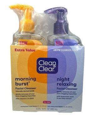 Clean & Clear 2-Pack Oil-Free Facial Cleansers Morning Burst Night Relaxing