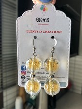 Handmade Yellow Glass Dangle Women Earrings