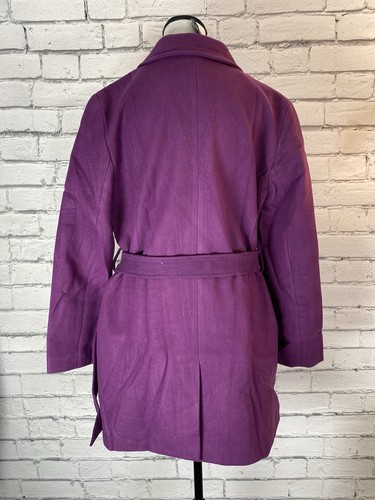 Allegra K Purple Pea Coat Winter Coat Mid Length Trench Style Size Large NEW - Picture 7 of 9