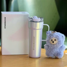 2025 China Starbucks Romantic Purple Ocean Anniv 23oz SS Tumbler With Bear Chain