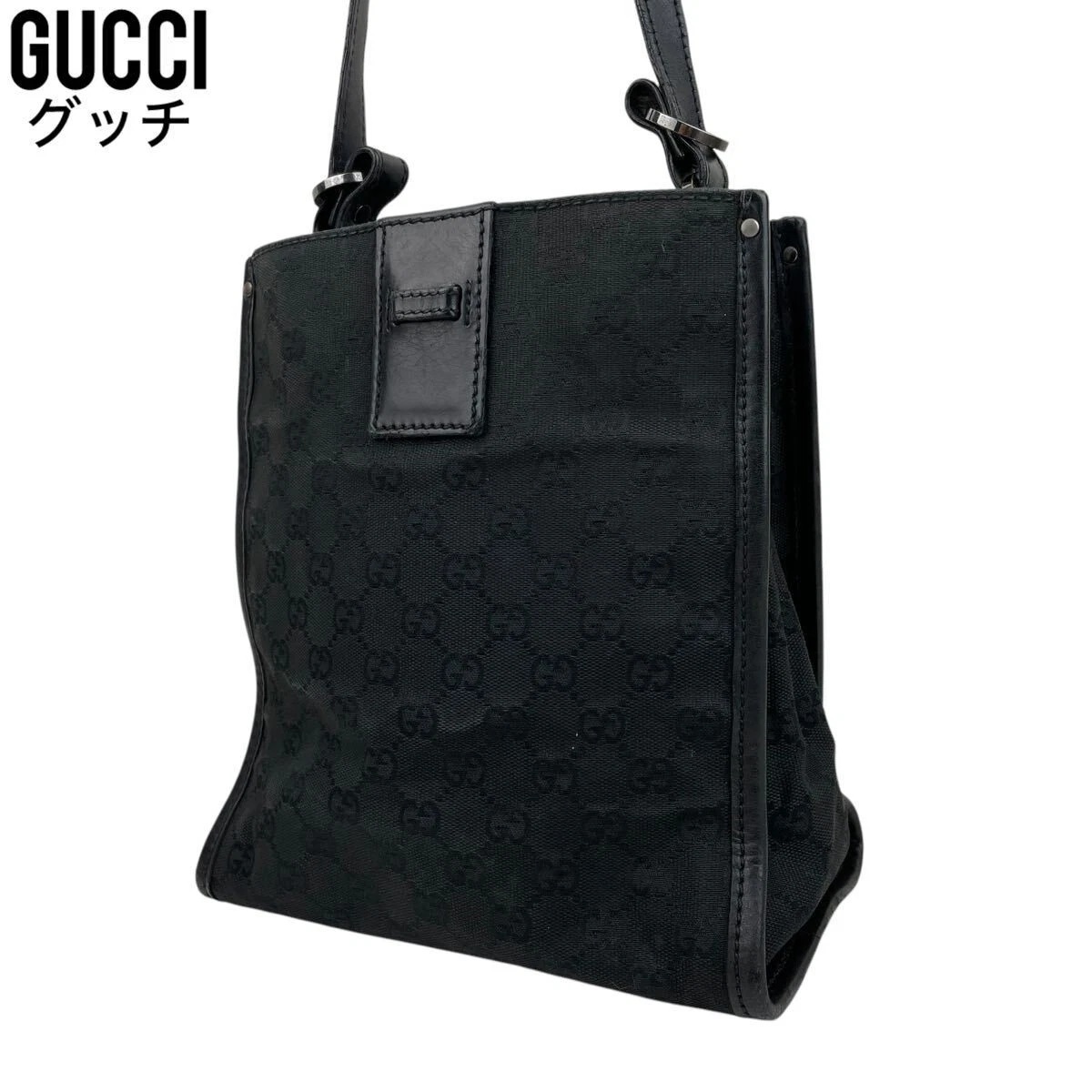 Gucci One Shoulder Bag Gg toile sac à main noir fourre tout 110292 001998
