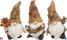3 Pcs Fall Gnomes Decor, Resin Thanksgiving Garden Figurines for Home, 4"