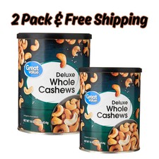 2 PACK Great Value Deluxe Whole Cashews, Salted, 16 oz