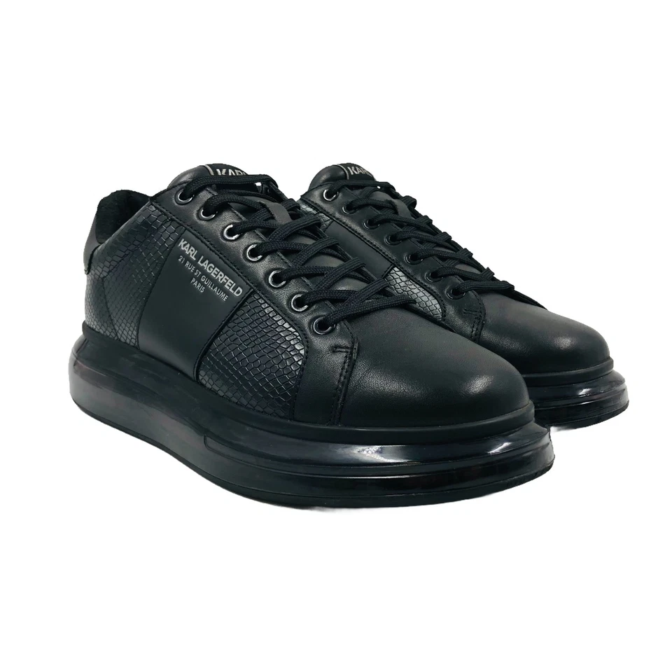 Zapatillas deportivas Karl Lagerfeld de cuero negro con cordones para hombre EUR 44 UK 10 US 11 Foto 2 de 4