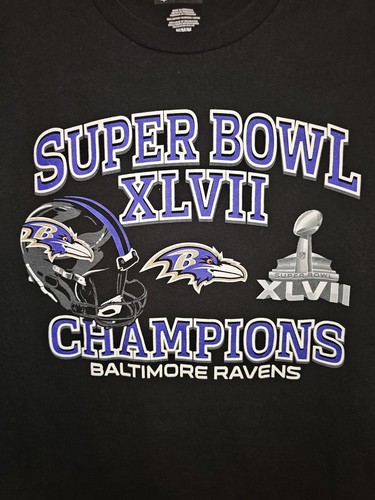 Baltimore Ravens 2013 Super Bowl Medium Mens Black Graphic Logo Long Sleeve NFL - Picture 2 of 11