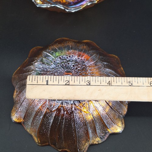 6X Vintage Amber Indiana Carnival Glass Iridescent Daisy Sunflower Bowl Dish - Picture 11 of 11