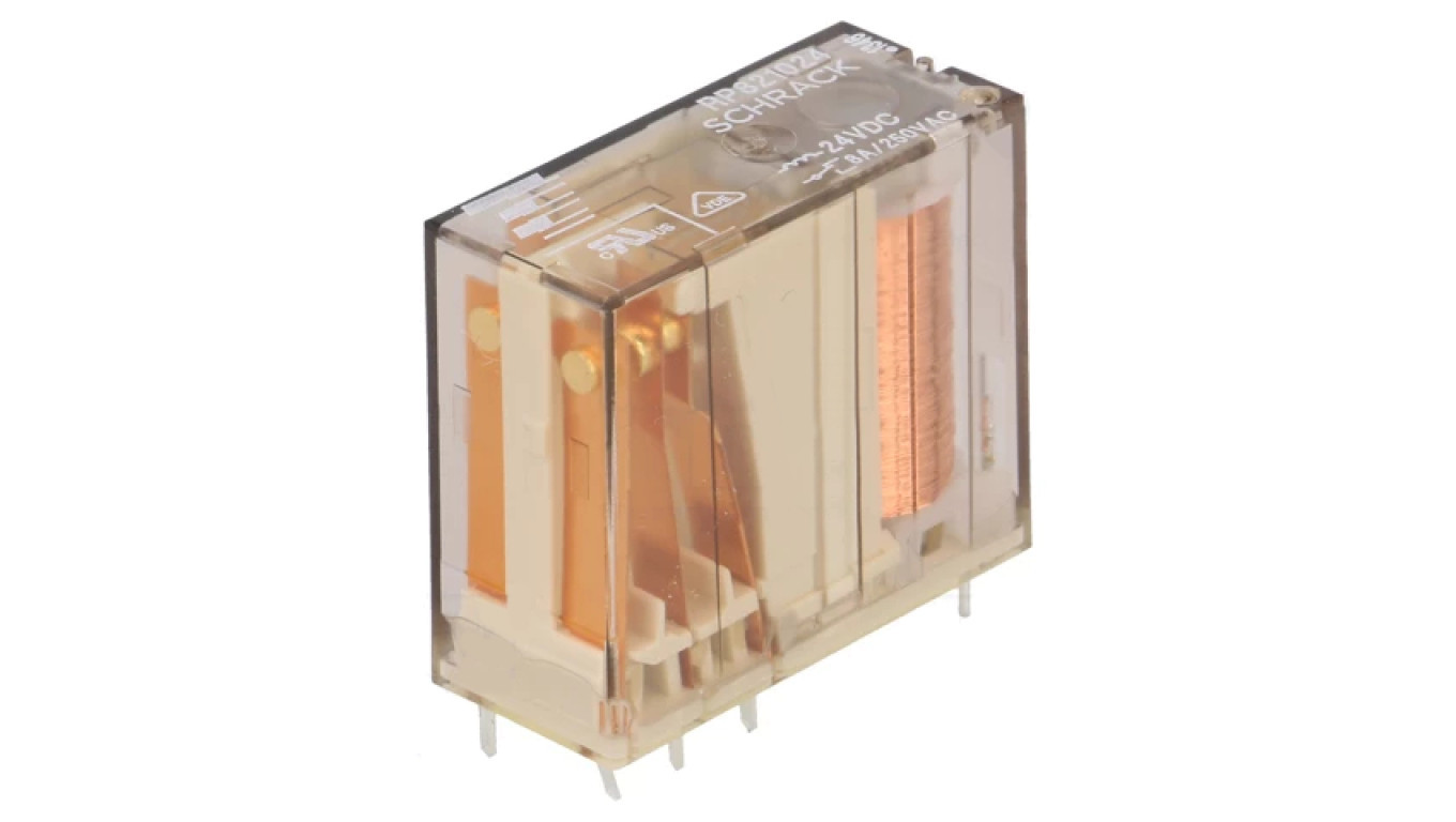 Electromagnetic relay DPDT 24VDC 8A 250VAC 0-1393845-5 /T2UK
