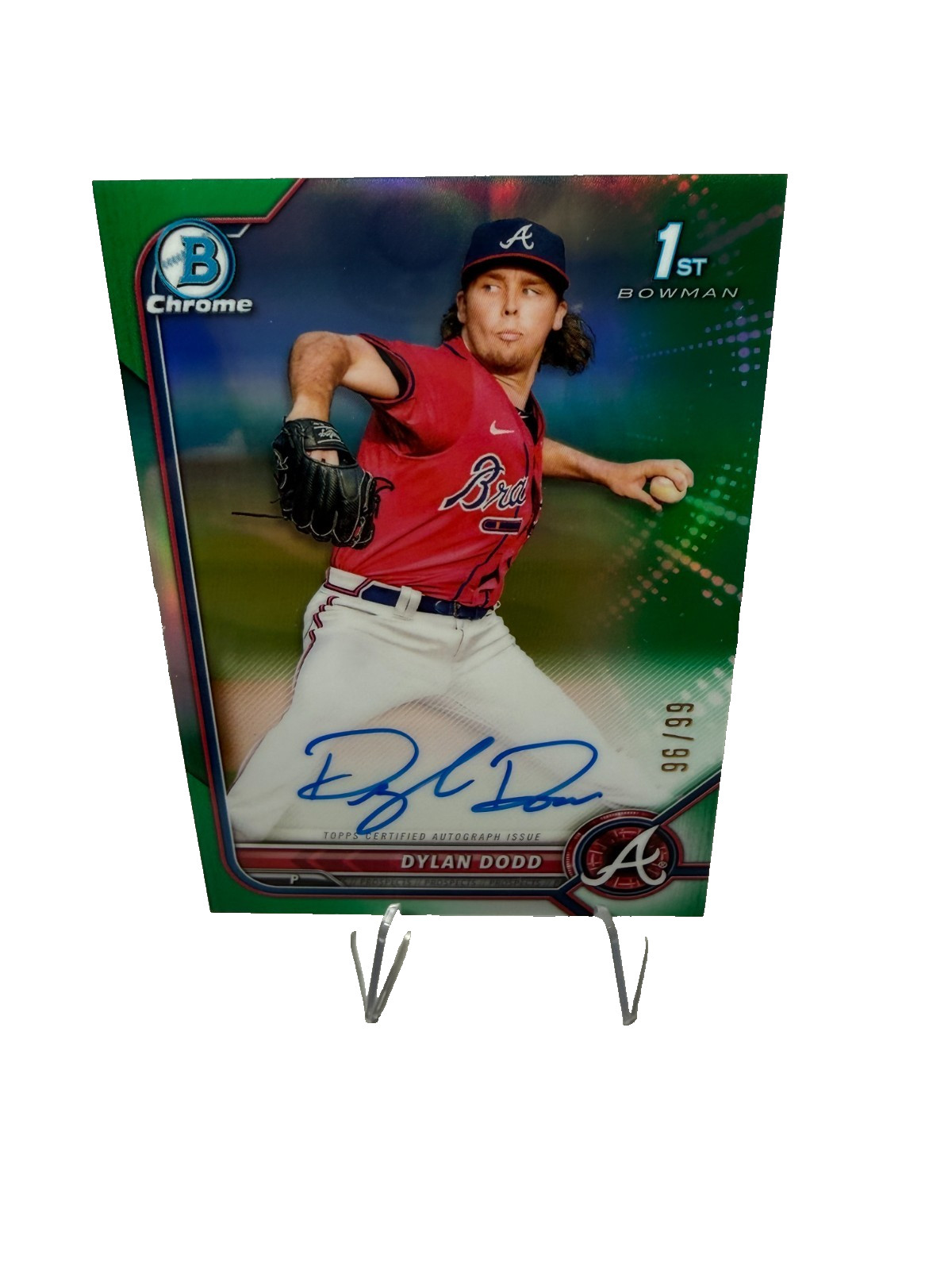 Dylan Dodd 2022 Bowman Chrome 1st Green Refractor Auto /99 #CPA-DD Braves