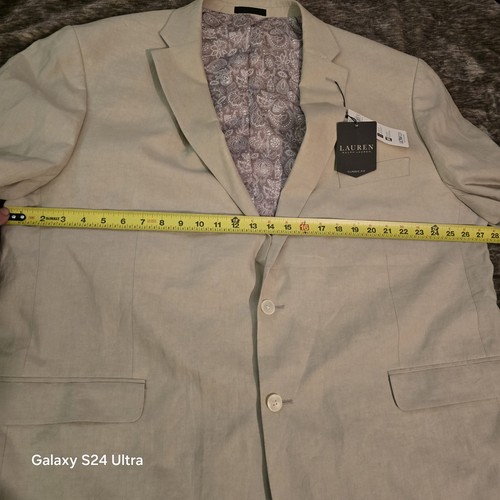 lauren ralph lauren Mens Lassiter 100% Linen 2 Button Blazer Tan 54 Long - Picture 14 of 24