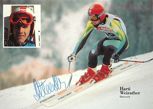 Harti Weirather Autogrammkarte Ski Alpin Weltmeister 82 original signiert Fische