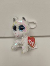 TY Flippables Sequin 4" DIAMOND Unicorn Beanie Boo Key Clip Plush - New With Tag