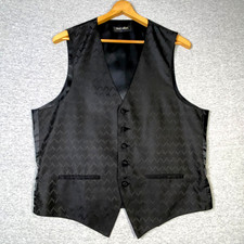 Tuxedo Vest Mens Small Black Waistcoat Geometric Subtle Dress Formal Wedding