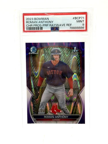 Roman Anthony 2023 1st Bowman Chrome Purple Raywave Refractor 25/250 PSA 9