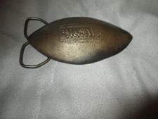 Buckle Football Brass Belt Buckle by Bergamont Brass Works VTG 4x2"