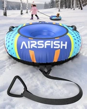 Snow Tube with Towable Leash,AirsFish Inflatable Snow Sled Heavy Duty..