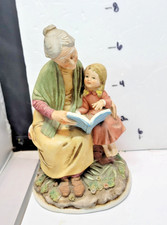 Vintage Ceramic Grandmother Figurine Reading to Little Girl 6.5&rdquo; Tall Napcoware