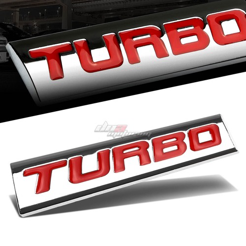 PALO DE ALUMINIO PULIDO CROMO ROJO TEXTO TURBO CALCOMANÍA EMBLEMA ADORNO INSIGNIA LOGOTIPO