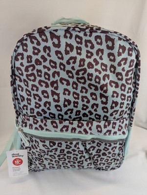 Book Bag/Laptop Backpack. Lightweight Cheetah With Blue Accent Color.