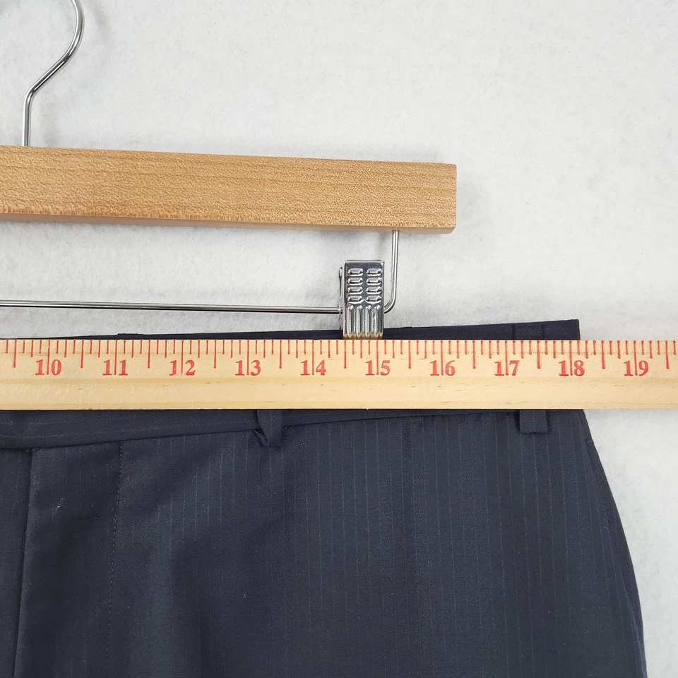 Pantalones Calvin Klein Para Hombre 36x30 Azul Marino Rayas Calce Ajustado 100% Lana Pantalones Foto 3 de 4