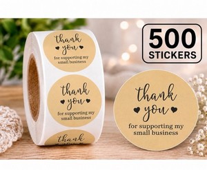 500 Thank You Small Business Stickers Gold Round Labels Packaging Seals 1.5”
