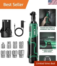 KIMO 12V Cordless Electric Ratchet Wrench Set, 40Ft-lbs, 400RPM with 7 Sockets