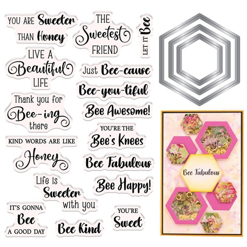 Honigbiene Spruch Clear Stamps und Metall Stanzformen Sets für Kartenherstellung