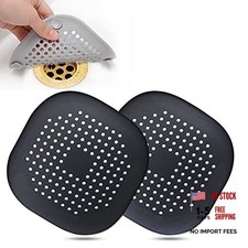 Hair Drain Catcher,Square Drain Cover for Shower Silicone Hair Stopper Black