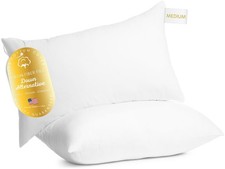 100 Cotton Luxury Hotel Pillows Standard Size Set of 2, Cooling Hypoallergen...