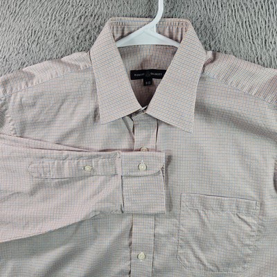 Robert Talbott Mens Dress Shirt 16-33 Blue Orange Plaid Button Up Long Sleeve