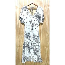 Lovestitch maxi dress peasant boho fall green floral high low hem casual women S