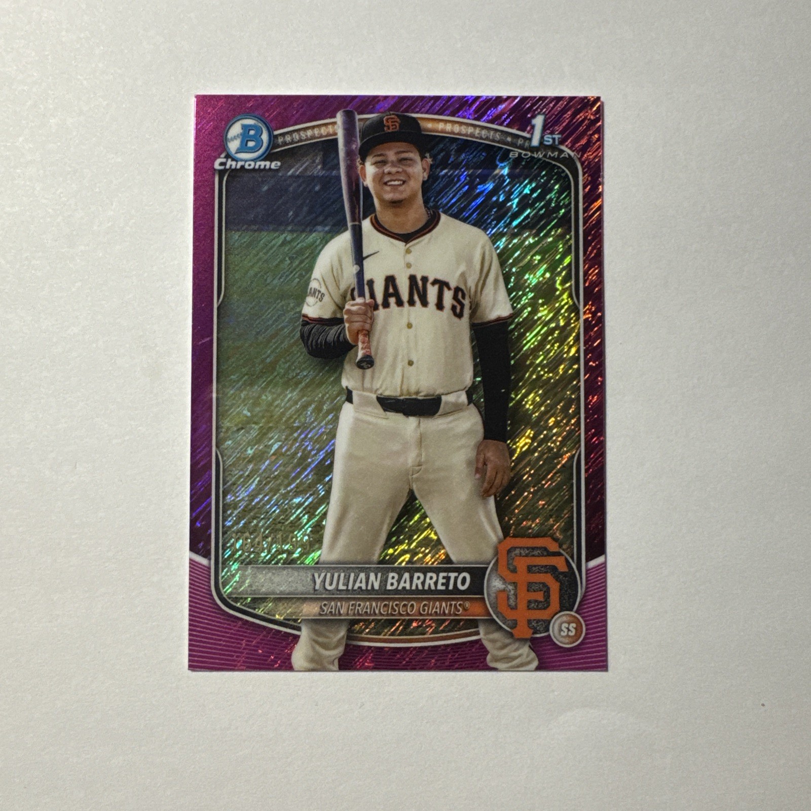 2025 Bowman Chrome Yulian Barreto Pink  Shimmer Refractor /199 1st Bowman Giants
