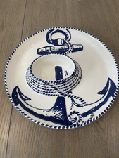 Rare Magenta Nautical Anchor Chip And Dip Platter Large